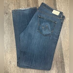 AG Adriano Goldschmied Men's Dark Blue Straight-Leg Jeans